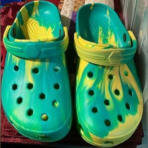 Green and yellow new Croc type shoes. size 9! Womans  size!